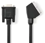 Nedis SCART - VGA kábel čierny / Kábel / SCART (M) - VGA (F) / Poniklované konektory / 2 m / 480p (CVGL31550BK20)