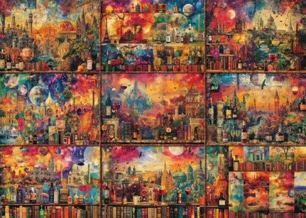 Schmidt Puzzle Cestovanie s knihami a vínom