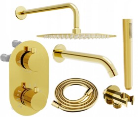 MEXEN/S - Kai DR70 podomietkový vaňový SET s výtokovou hubicou + slim sprcha 30, zlatý 77602DR70301-50