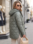 Dámska prešívaná bunda s odnímateľnou kapucňou TY5794, zelená – FashionStreet XL