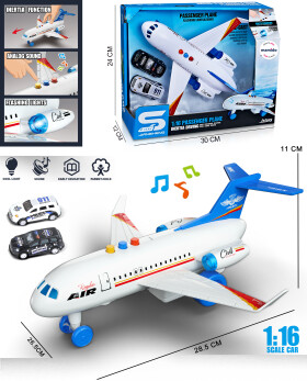 Mamido Mamido Lietadlo 1:16 svetelné a zvukové efekty biele + 2 autíčka MT1288