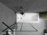 MEXEN/S - Cubik obdĺžniková vaňa 150 x 70 cm s panelom + vaňová zástena 90, čierna vzor 550315070X9509007077