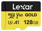 Lexar GOLD microSDXC 128 GB / V60 / U3 / A1 / Rýchlosť čítania až 280 MB/s / Rýchlosť zápisu až 100 MB/s (LMSGOLD128G-BNNNG)