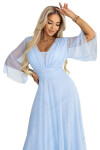 Dlhé trblietavé plus size šaty 654-3 modré - Numoco UNI