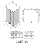 CERANO - Sprchovací kút Volpe L/P - 6 mm - chróm, transparentné sklo - 90x90x190 - zalamovací CER-427207