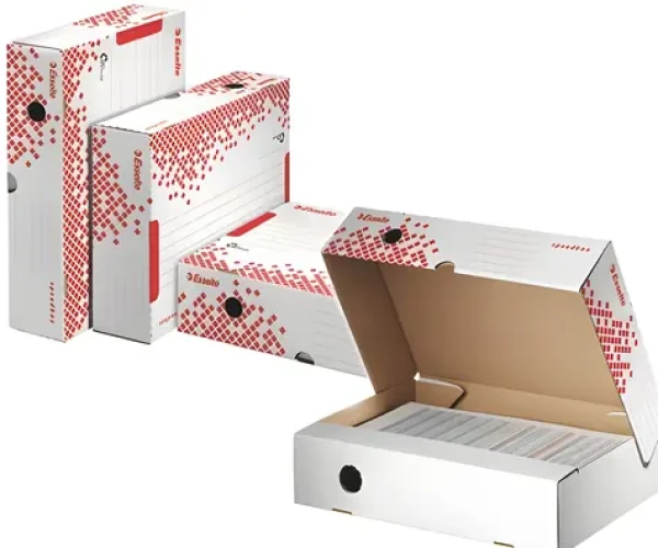 Leitz Speedbox biela-červená / Archivačný box s vekom / 392 x 301 x 334 mm / kartón (623914)