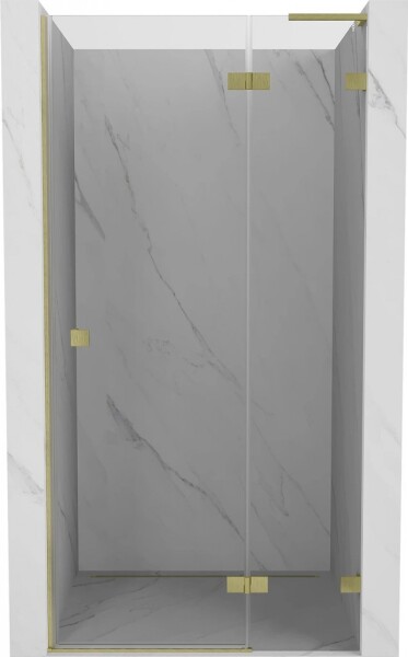 MEXEN/S - Lunar L sprchové dvere krídlové pravé 90, transparent, zlatá kartáčovaná 834L-090-000-55-00-P