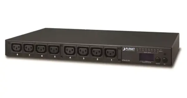 Planet IPM-8220 / IP PDU / 8x zásuviek 230V/10A / LED displej / wattmetre / 19 "/1U rack (IPM-8220-EU)