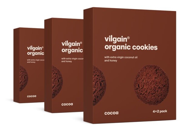 Vilgain Cookies BIO – 3× kakao 135 g (4 x 2 sušienky)