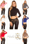 Sexy KouCla Crop-Fineknitted turtleneck jumper royalblue Einheitsgroesse