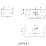 CERANO - Vaňa akrylátová Bianco - voľne stojaca - asymetrická - ľavá - čierna matná - 170x79x60 CER-477812