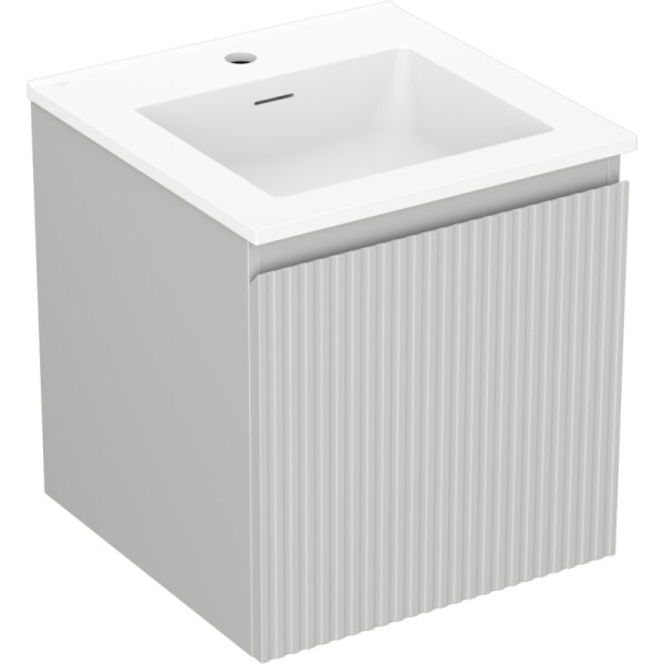 MEXEN/S - Rivel kúpeľňová skrinka 45 cm s umývadlom Otis, 1 šuplík, reliéf, šedá mat/biela mat 91A20-04547-1-BF62-W18M01