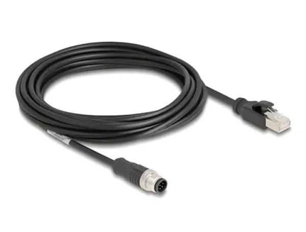 DeLock Sieťový kábel M12 5m / 8 pin / kódovanie A / na zástrčku RJ45 / Cat5e S/FTP / PVC (80811)