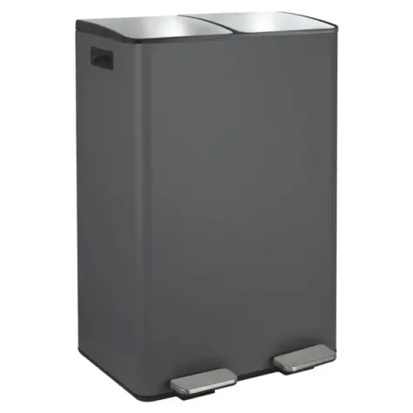 Spirella ALIYA pedálový odpadkový kôš na triedený odpad 2 x 30 L matná šedá / oceľ (7610583295002)