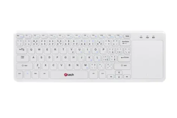 C-TECH WLTK-01 biela / Bezdrôtová klávesnica s touchpadom / USB (WLTK-01W)