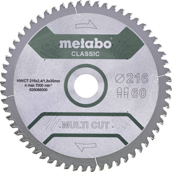 Metabo MULTI CUT CLASSIC 628285000 pílový kotúč 254 x 30 x 1.8 mm Počet zubov (na palec): 60 1 ks; 628285000