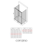 CERANO - Trojstenný sprchovací kút Varone POINT UL/P - 6 mm - čierna matná, transparentné sklo - 130x80x195 - posuvný CER-DY505B-90125