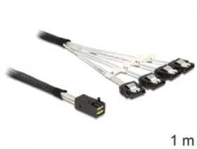 DeLock Kábel Mini SAS HD x 4 SFF 8643 samec 4 x SATA 7 Pin samica / 1m (83393)