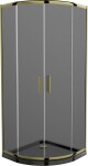 MEXEN/S - Rio sprchovací kút štvrťkruh 90x90, grafit, zlatá + čierna vanička so sifónom 863-090-090-50-40-4170G