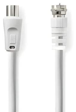 Nedis satelitný anténny kábel F(M) - IEC(M) biela / Kábel / 75 Ohm / 50 dB / dvojité tienenie / 1,5 m (CSGL41800WT15)
