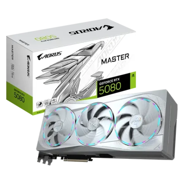 GIGABYTE AORUS GeForce RTX 5080 MASTER ICE 16GB / 2805MHz / 16GB GDDR7 / 256-bit / 1x HDMI + 3x DP / 850W (16) (GV-N5080AORUSM ICE-16GD)