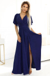 Třpytivé dlhé šaty 581-5 JENNIFER modré – Numoco XL-42