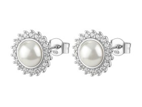 Brosway Úchvatné strieborné náušnice s perlou Fancy Infinite White FIW146