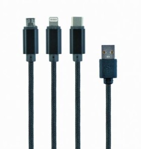 Gembird CC-USB2-AM31-1M USB-A napájací kábel 3v1 / 1x microUSB (M) / 1x USB-C (M) / 1x Lightning (M) (CC-USB2-AM31-1M)