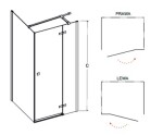 BESCO - Obdĺžnikový sprchovací kút PIXA GRAFIT - Rozmer A - 120, Rozmer B - 80, Smer zatvárania - Pravé (DX) BCPIXA128OBDPGR