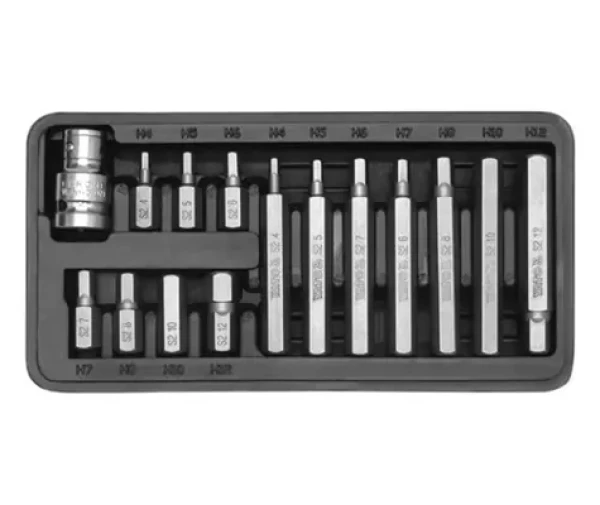 YATO Sada bitov inbus s adaptérom 10 mm x 1|2 (15 ks) / H4 - H12 / Dĺžka 30-75 mm (YT-0413)
