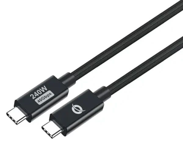 Conceptronic USB-C - USB-C kábel čierna / Nabíjací a dátový kábel / USB4 / 240 W / PD 3.1 / 40 Gbit / s / 1,2 m (ETTA04B12)