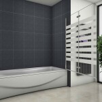 H K - Vaňová zástena S22 STRIPE 120x140cm - dvojdielna sklopná, číre sklo so vzorom, pravý variant SE-S22STRIPE120R