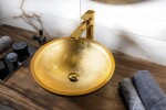 SAPHO - MURANO BLACK-GOLD sklenené umývadlo na dosku, priemer 40cm, čierna/zlata AL5318-77