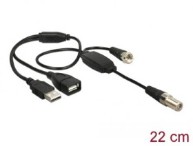 DeLock Anténny kábel F Jack F Plug napájanie 5 V cez USB 22 cm (13006-DE)