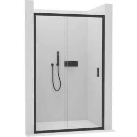 CERANO - Sprchové posuvné dvere Varone LINE Ľ/P - 6 mm - čierna matná, transparentné sklo - 140x195 CER-478099