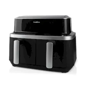 Nedis KAAF320BK čierna / Teplovzdušná fritéza / 2x 4.2 l / 2600 W / Časovač: 60 min / 10 programov (KAAF320BK)
