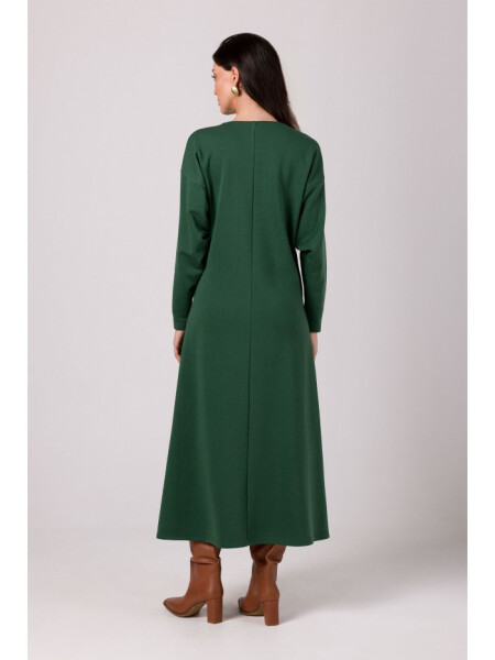 Maxi teplákové šaty B267 trávovo zelené - BWear S