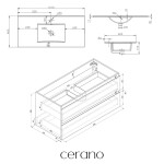 CERANO - Kúpeľňová skrinka Carole + keramické umývadlo Todo - dub medový - 101x50x46,5 CER-476342