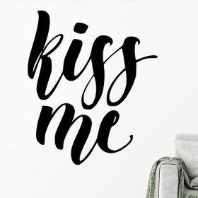 Veselá Stena Samolepka Kiss me Farba: černá, Veľkosť: 40 x 33 cm
