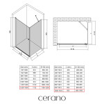 CERANO - Sprchovací kút Antelo L/P - 6 mm - čierna matná, transparentné sklo - 120x100x190 - otočný CER-482236