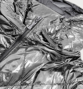 Stříbrná lesklá prošívaná dámská bunda model 16148171 S'WEST Barva: odcienie szarości, Velikost: