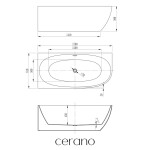 CERANO - Vaňa akrylátová Livia - voľne stojaca - asymetrická - ľavá - biela lesklá - 170x81x56 CER-978798