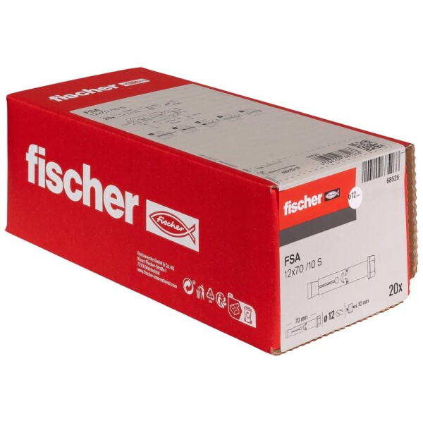 Fischer FSA 12 x 70/10 S puzdrová kotva 76 mm 30 mm 68526 20 ks; 68526