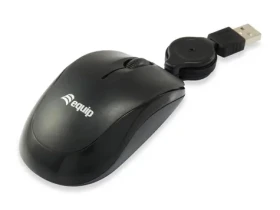 Equip Cestovná myš s vysúvacím káblom / Myš / USB-A / 1000 DPI / 3 tlačidlá / obojstranná / čierna (245103)