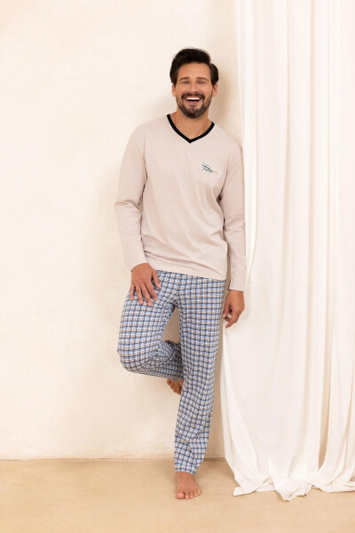 Regina 491 dlhé/r M-XL Z25/26 pánske pyžamo Béžová M