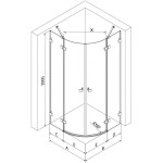 MEXEN/S - Lunar sprchovací kút štvrťkruh krídlový 70 x 70, transparent, nikel kartáčovaný 833-070L-070P-97-00