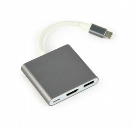 Gembird A-CM-HDMIF-02-SG sivá / HUB 3v1 / USB-A / HDMI / USB-C (A-CM-HDMIF-02-SG)