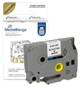 MediaRange kompatibilná páska s Brother TZ-221/TZe-221 čierna/biela / Páska do štítkovača / šírka 9 mm / dĺžka 8 m (MRBTZ221)