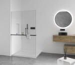 CERANO - Sprchová zástena Walk-in Crystal Ľ/P - 10 mm + polička/držiak na uteráky - bezvzperový systém - čierna matná, transparentné sklo - 150x200 CER-8050BD82798
