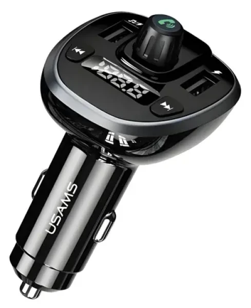 USAMS C21 čierna / FM transmitter do auta / Bluetooth 5.0 / Handsfree / 2x USB 3,4A (CC115GC01)